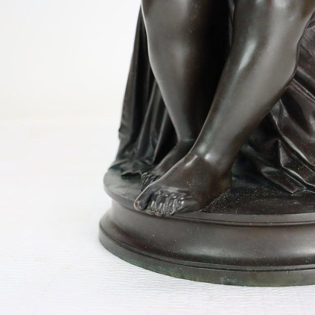 Antique Classical Bronze Sculpture of a Young Girl by L. V. E. Robert C1847 For Sale - Image 4 of 14