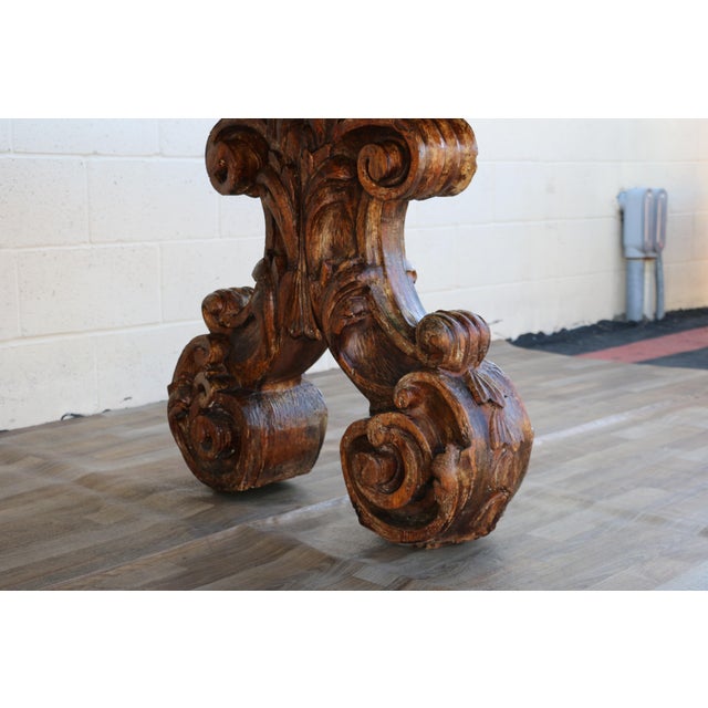 Vintage 1980s Custom French Style Solid Cedar Dining Table With Ornately Carved Pedestal Bases For Sale - Image 14 of 18