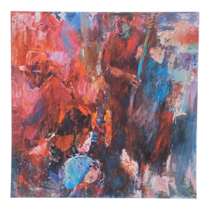 2004, Men With Musical Instruments, Figurative Abstract Art, Iris Giclee, Artist Randy Moberg