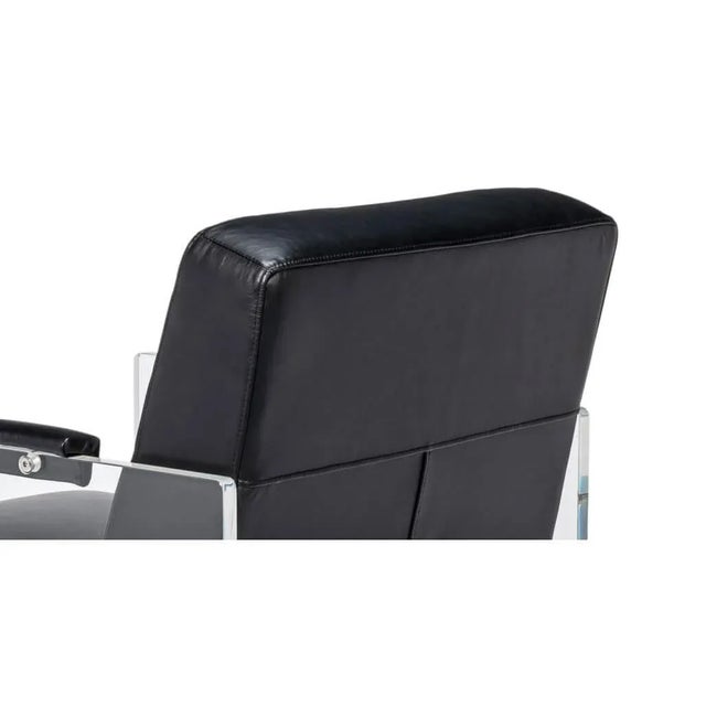 Animal Skin Modern Black Leather and Lucite Armchair For Sale - Image 7 of 9