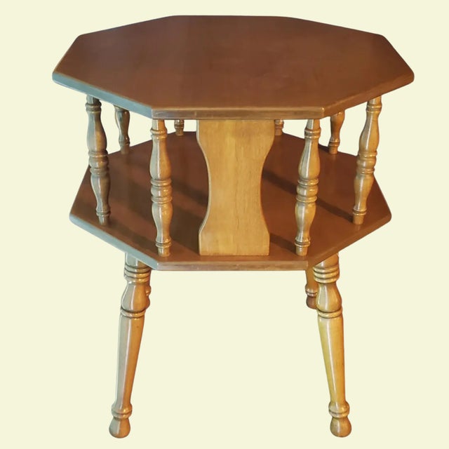 Add a touch of 1960s Americana to your space with this solid "Maine-style" rock maple accent table. It perfectly blends...
