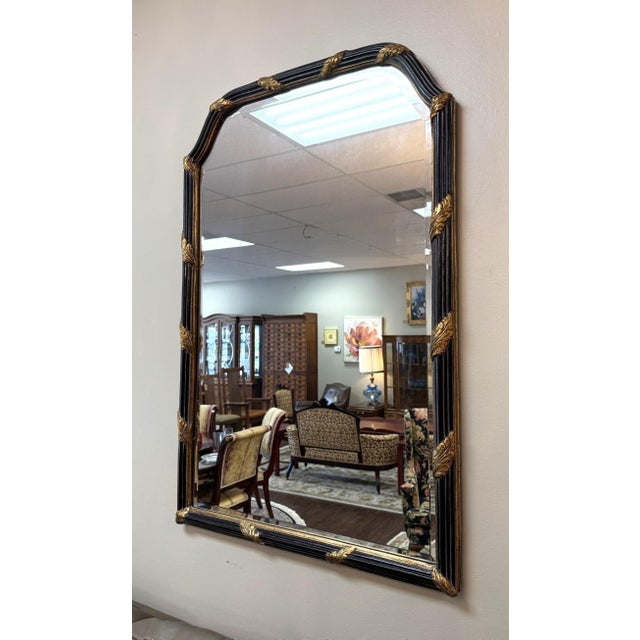 English La Barge Regency Style Black & Gold Wall Mirror For Sale - Image 3 of 5
