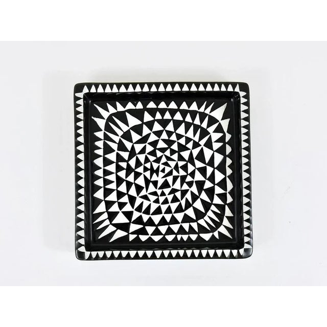 Black & White Ceramic Domino Plate by Stig Lindberg for Gustavsberg, Sweden, 1950s For Sale - Image 3 of 10
