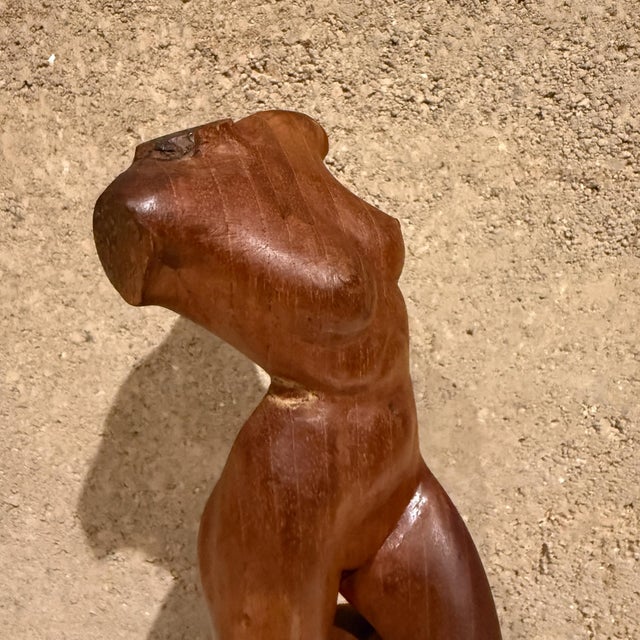 Mid-Century Modern Female Sculpture Hand Carved Mahogany Wood For Sale - Image 10 of 11