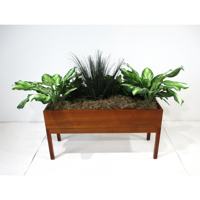 Teak Indoor Planter With Silk Plants Denmark For Sale - Image 10 of 10