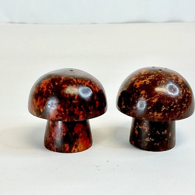 1970s Vintage Minimalism Italian Marble Mushroom Salt & Pepper Shakers - A Pair, Thanksgiving For Sale - Image 4 of 12