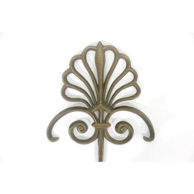 Pair of 1970s Brass Wall Candle Sconces Peacock or Scroll Fan Shape For Sale - Image 10 of 12