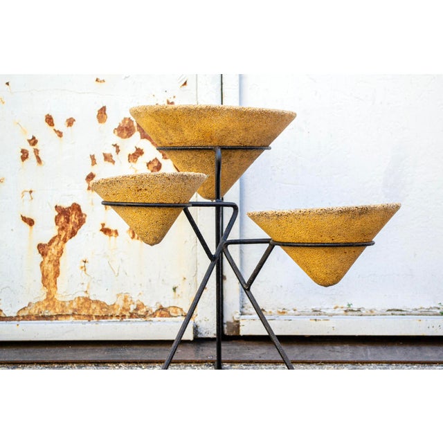 Planter with three vases, lacquered metal frame and stone vases. Designed by Franco Campo & Carlo Graffi Manufacturer Home...