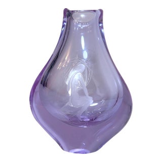 Vintage Hand Blown Miroslav Klinger Purple Glass Crystal Czech Art Glass Vase For Sale