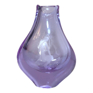 Vintage Hand Blown Miroslav Klinger Purple Glass Crystal Czech Art Glass Vase