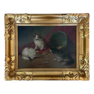 J.Decourville, French School Cat Painting, 1890s, Oil For Sale