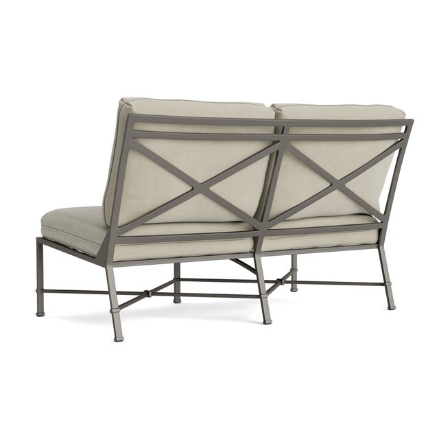 Not Yet Made - Made To Order Brown Jordan Venetian Armless Loveseat, Mica frame with Fusion Meadow fabric For Sale - Image 5 of 11