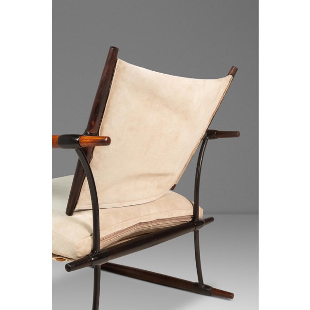 Rare Pair (2) of Restored Stokke "Stick" Chairs in Suede & Rosewood by Jens H. Quistgaard for Nissen Langaa, Denmark, C. 1960s For Sale - Image 13 of 18