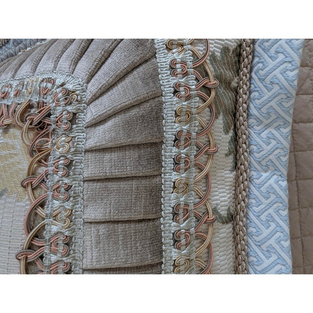 A Pair of Scalamandre Silk Embridered Fabric With Woven Looped Beaded Cord and Velvet Borders For Sale - Image 10 of 10