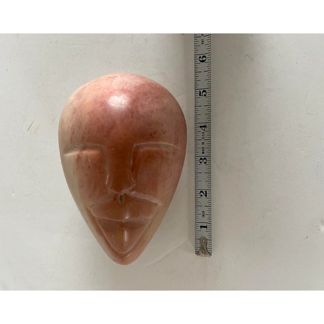 Pink Late 20th Century Hand Carved Soapstone Face Box From Kenya For Sale - Image 8 of 10