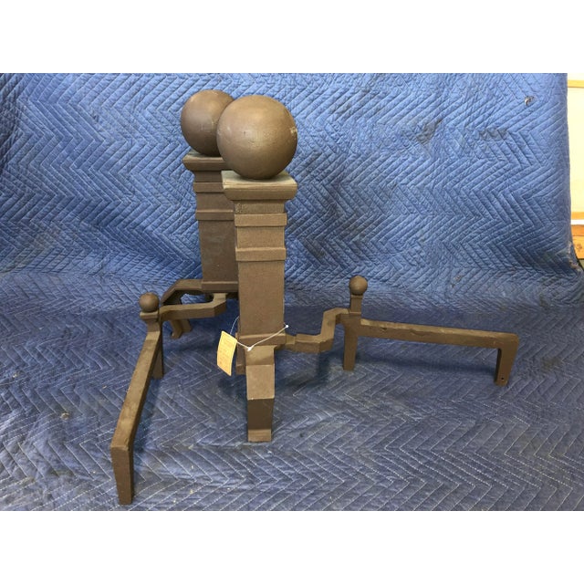 Early 20th Century Cannonball Fireplace Andirons - a Pair For Sale In Los Angeles - Image 6 of 8