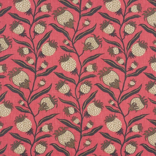 SAMPLE - Schumacher x Marian Mcevoy Thistle Vine Fabric In Red & Gold For Sale