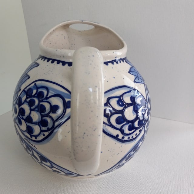 2000 - 2009 Blue and White Pitcher by "Diane" For Sale - Image 5 of 9