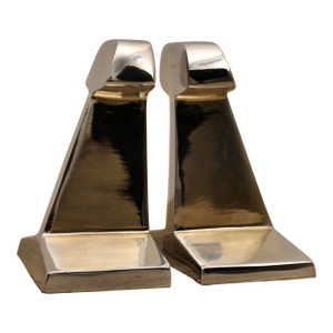 Late 20th Century Pair Modernist Nickel Plated Railroad Tie Bookends
