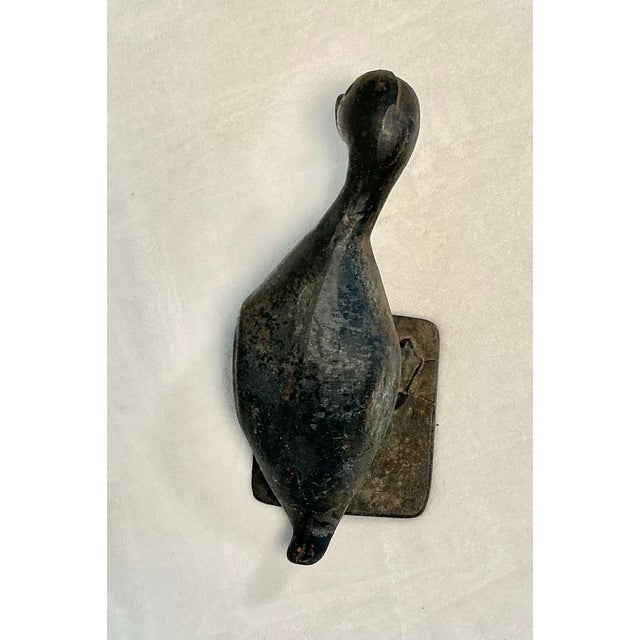 Folk Art 1920s Virginia Metal Crafters Solid Cast Iron Duck, Naughty Duck Doorstop Garden Ornament For Sale - Image 3 of 12