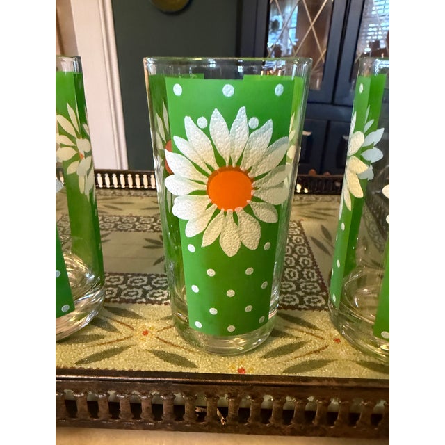 Green 1960s Pasinski Mid-Century Signed Daisy Collins Glasses (Set of 8) - Rare For Sale - Image 8 of 13