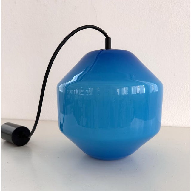 Glass Italian Murano Glass Pendant Light in Blue by Vistosi, 1970s For Sale - Image 7 of 13