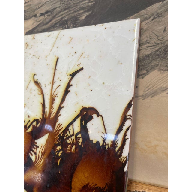 Vintage Decorative Abstract Wall Artwork Ceramic Tile For Sale - Image 4 of 6