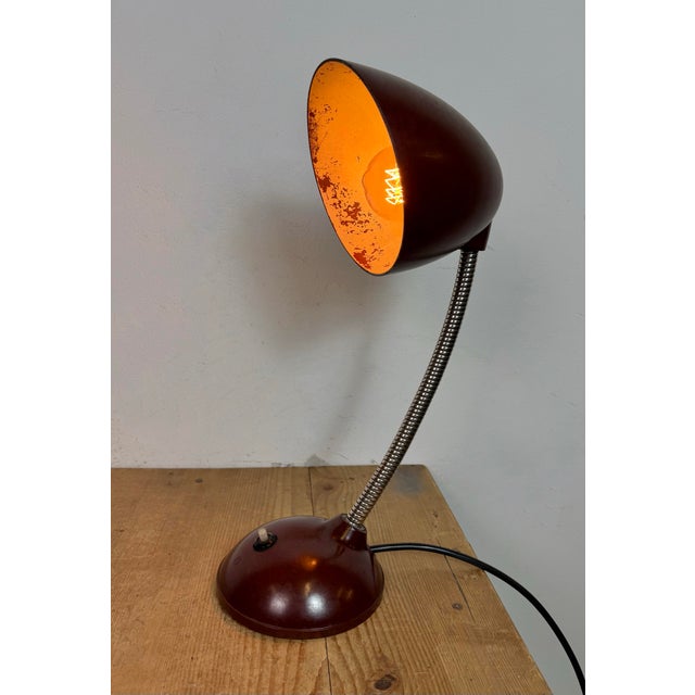 Vintage Brown Bakelite Gooseneck Table Lamp, 1960s For Sale - Image 16 of 18