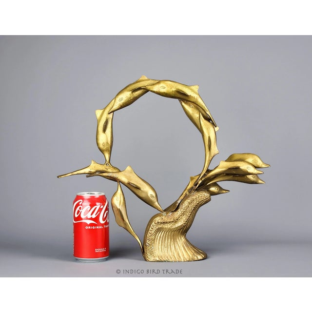 Mid-Century Modern 1960s Large Solid Brass Dolphin Sculpture For Sale - Image 3 of 6