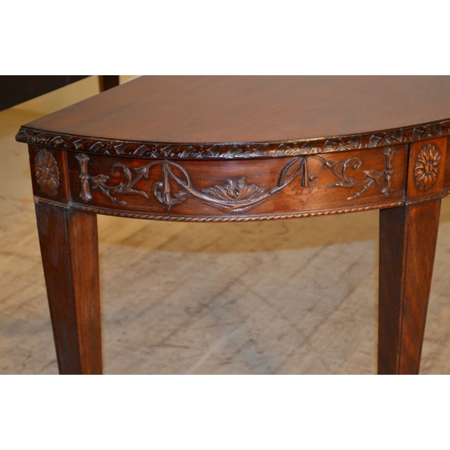 Wood Pair of Early 19th Century English Mahogany Demilune Tables For Sale - Image 7 of 12
