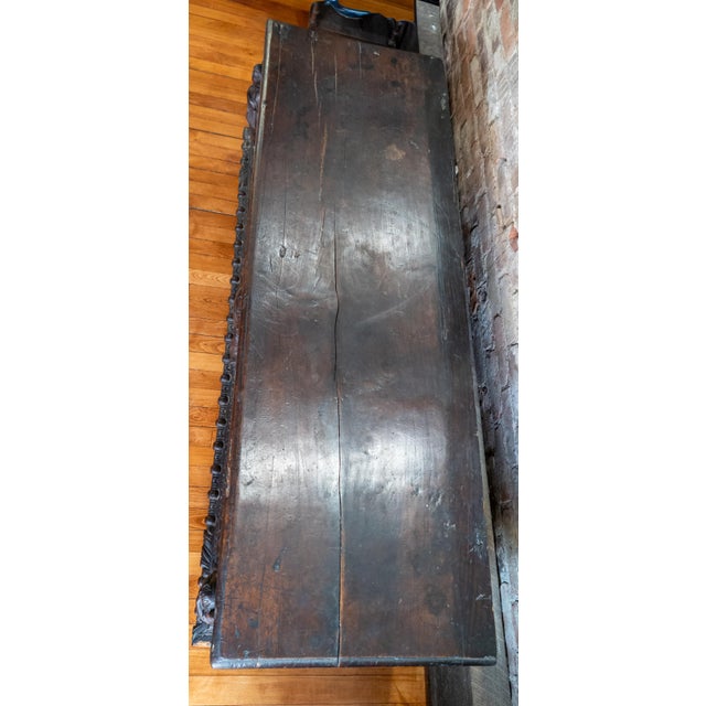 17th Century Italian Baroque Walnut Cassone Chest With Crest and Burl Panels For Sale - Image 4 of 18