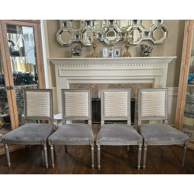 Bespoke Massoud Louis XVI Style Modern Side Chairs - Set of Four For Sale In Seattle - Image 6 of 11