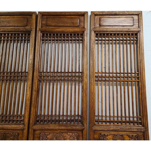 Chinese Antique Chinese Temple Doors Panels Screens Wall Art - Set of 4 For Sale - Image 3 of 13
