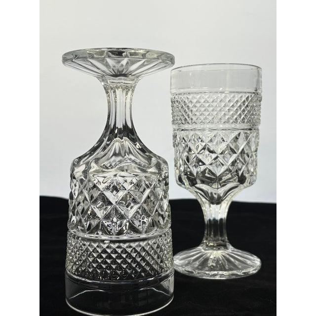 1960s Vintage Anchor Hocking Cut Glass Wexford Water Goblets- Set of 4 For Sale - Image 5 of 9