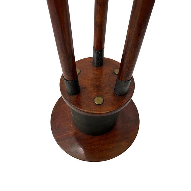 Viennese Art Nouveau Plant Stand in Wood, Patinated Metal and Brass, 1910s For Sale - Image 3 of 10
