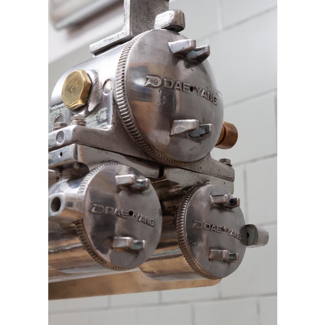 Industrial Polished Aluminium and Glass Pendant, 1970s For Sale - Image 10 of 11