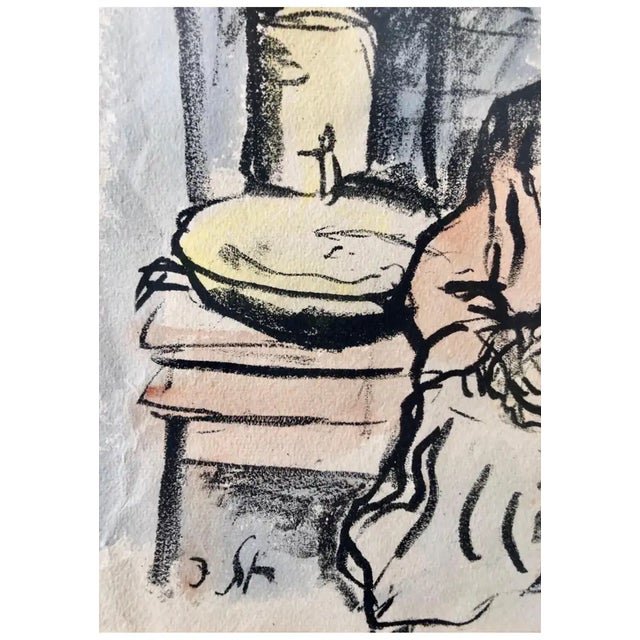 Jacob Steinhardt 1887-1968 Lithograph hand colored with watercolor painting. Plate signed and pencil signed lower right...