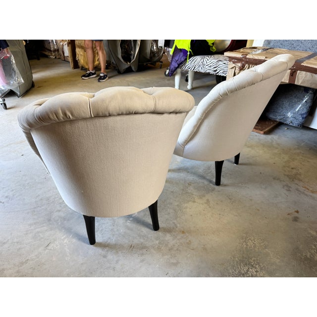 Title: Antique 19th Century French Napoleon III Chairs in White Brushed Cotton - A Pair For Sale - Image 4 of 7