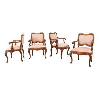 Set of 4 Vintage Italian Rococo Arm Chairs For Sale
