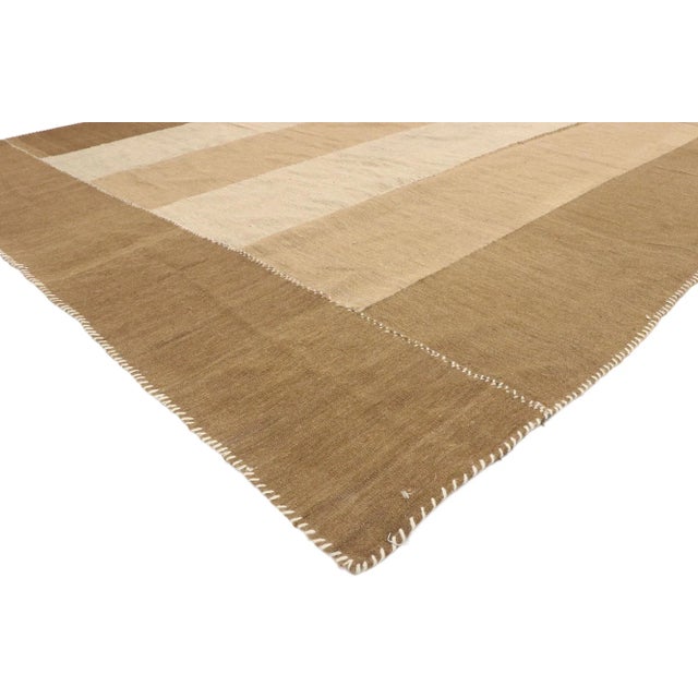 76387 Vintage Persian Mazandaran Kilim Area Rug, 07'00 x 08'09. This exquisite handwoven wool vintage Persian Mazandaran...