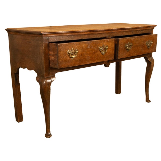 Mid 18th Century Antique 18thC Georgian Oak Welsh Two Drawer Dresser Base Server Side Table 1760 For Sale - Image 5 of 14