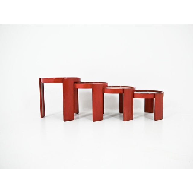 Red Model 780 Nesting Tables by Gianfranco Frattini for Cassina, 1960s, Set of 4 For Sale - Image 8 of 12