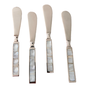 Late 20th Century Mother of Pearl & Stainless Canapé Knives-Set of 4