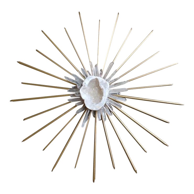 Brass & Raw Crystal Geode Starburst Wall Decor Chairish