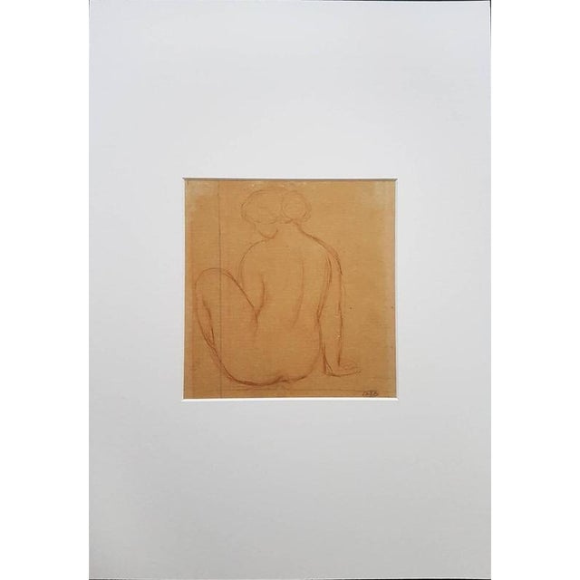 Sanguine drawing on paper, XIX-XX centuries. Dimensions : 19,6 x 22,5 cm This original sanguine drawing is signed with the...