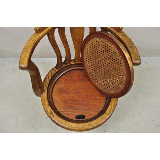 J.B. Van Sciver Company Antique Jb Van Sciver Oak Wood Swivel Ship Captains Courthouse Bankers Arm Chair For Sale - Image 4 of 12