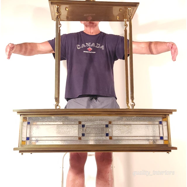 Vintage Monumental Mission Arts and Crafts Prairie Frank Lloyd Wright Chandelier 36" X 36" For Sale - Image 10 of 12