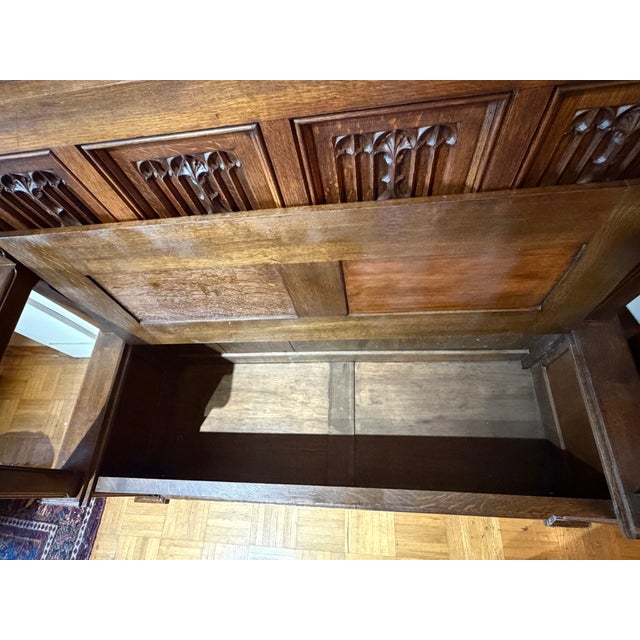 Mid 19th Century Antique Heavily Carved German Bench Oak 1800s For Sale - Image 5 of 10
