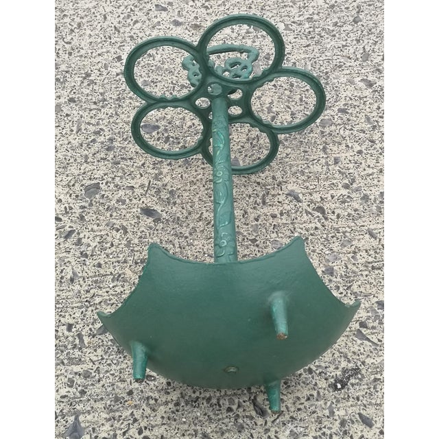 Green Cast Iron Umbrella Stand with Handle, 1920s For Sale - Image 11 of 12