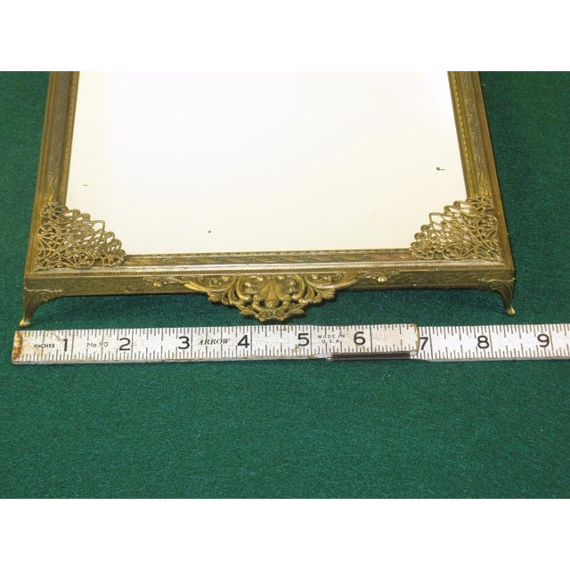 Neoclassical French Dresser Tray Antique Bronze Mirrored Openwork Handles For Sale - Image 4 of 12